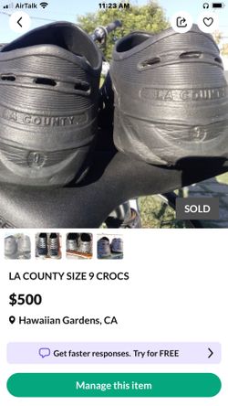 LA COUNTY SIZE 9 CROCS