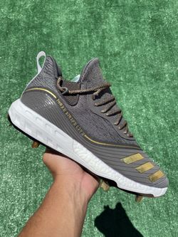 ADIDAS ICON 5 BOOST “CINDER GREY / METALLIC GOLD” METAL BASEBALL CLEATS (Size 12.5, Men’s)