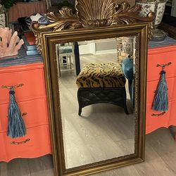 Carved Shell Antique Beveled Mirror