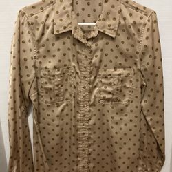 Michael Kors Gold Blouse  Silky Feel - Long Sleeves - Button-down- Gold Initials 