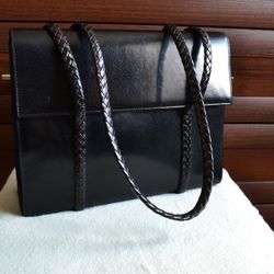 Vintage Bally Black Woven Leather Shoulder Bag