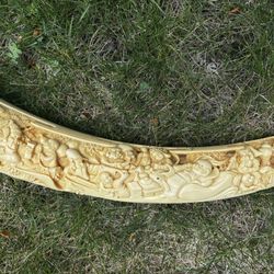 Faux Ivory Carved Elephant Tusk