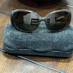 PRADA Milano Women's Sunglasses Black Oval Brown Tortoise Shell with Gucci Case