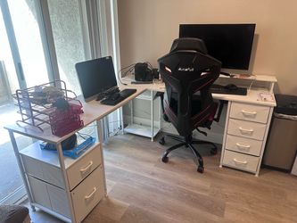 L-shape office desk white