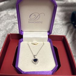 Natural Blue Sapphire Heart Necklace 