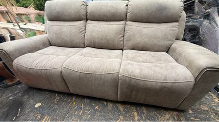 3-Seat Recliner Sofa in Taupe Fabric
