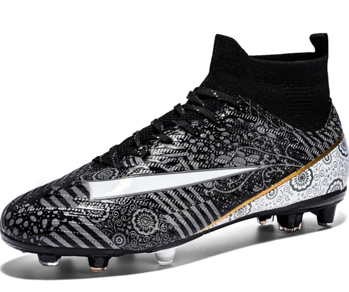 Kids Soccer Cleats Boys Youth Girls High-Top Trainning Firm Ground Soccer Shoes Athletics Outdoor Football Shoes Sneakers size 3.5