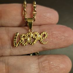 18K Gold Necklace With LOVE pendant