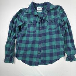 Goodfellow & Co Men's Green and Navy Blue Plaid Medium