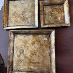 3 Pieces Gold Tray Set
