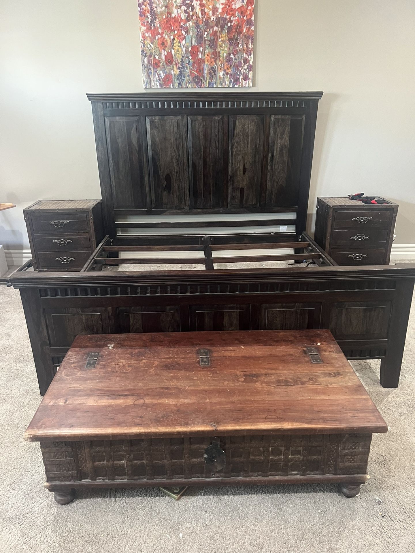 King Bed Frame And Wood Bedroom Furniture Set