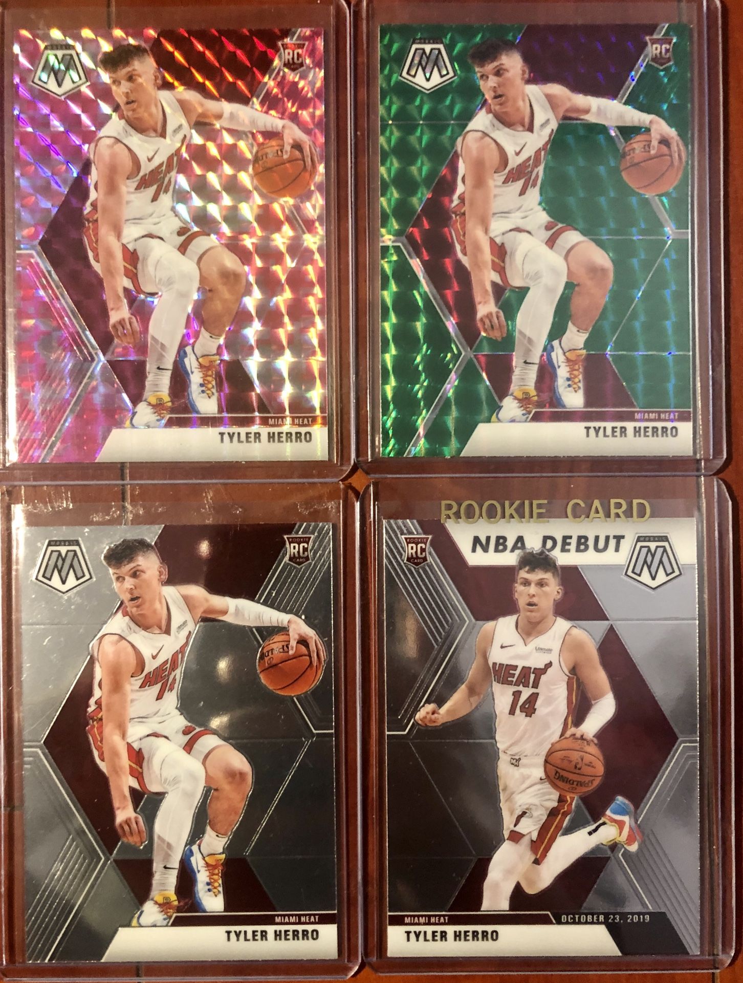 NBA Mosaic Tyler Herro Pink Camo, Green, and Base Set