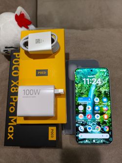 Poco X8 Pro Max 6.83 Inch AMOLED 120Hz 2772×1280 50MP 12GB LPDDR5X 512GB SSD MediaTek Dimensity 9500s 8500mAh GSM Unlocked Sky Blue Like New Condition