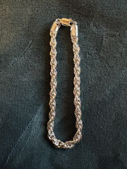 5mm 8 Inch Italian Silver Rope Chain Bracelet