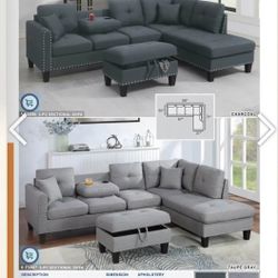 BRAND NEW 3PCS SECTIONAL SOFA SET WITH OTTOMAN AND ACCENT PILLOW INCLUDED $399