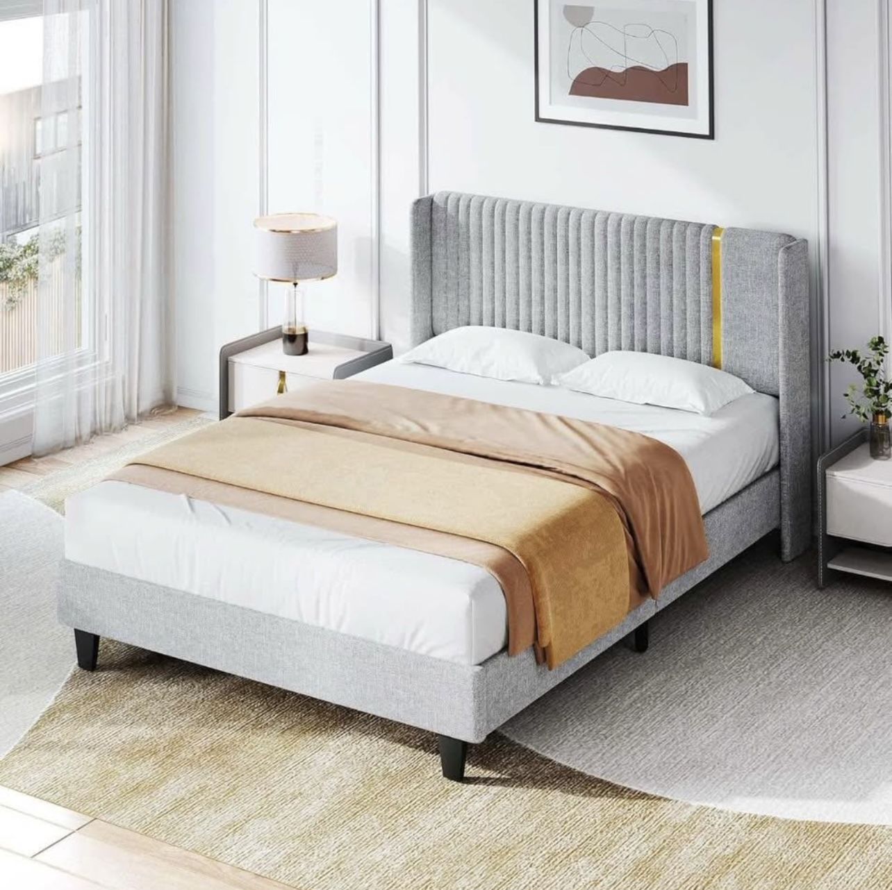 UPHOLSTERED BED FRAME QUEEN SIZE BRAND NEW IN BOX!!!