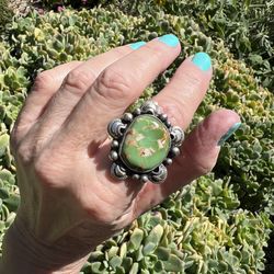 Sterling Green Turquoise Ring 