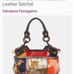 SALVATORE FERRAGAMO Multicolor Fiera Print Fabric and Leather Satchel

