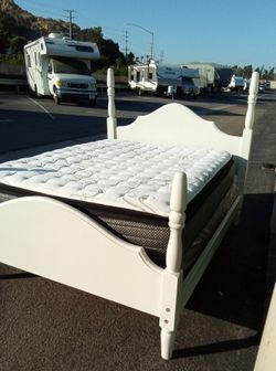 QUEEN BED FRAME WITH BOX SPRING AND MATTRESS