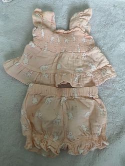 Baby Girl Bunny Print Two-Piece Set