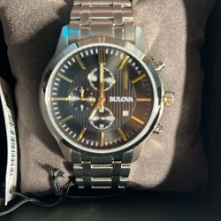 Bulova Mens Chronograph Silver Tone Bracelet Watch 