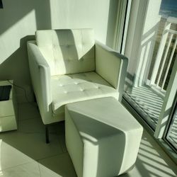 Leather Chair And Ottoman Set Of 2