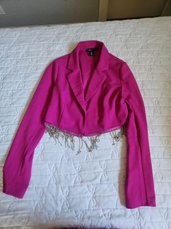 Purple blazer with rhinestone
