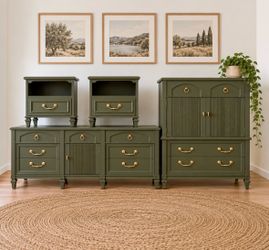 Vintage Olive Green Dresser Set
