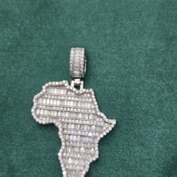 VVS D Baguette Moissanite Africa Pendant 925 Silver 
