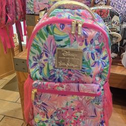 NWT Disney Parks Lilly Pulitzer Backpack Dreamin Minnie Daisy Pink Bag 12 X 16