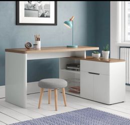 L-Shaped Modular Writing Desk with Storage Cabinet
