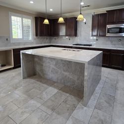 Taj Mahal Countertop Installation & Slab Fabrication 