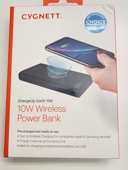 CYGNETT CHARGEUP SWIFT 10K WIRELESS POWER BANK with Micro USB to USB-A Cable included - BLACK