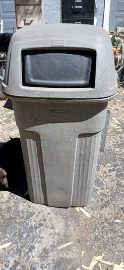Garbage Can with Hinged Dome Lid - 50 gallon, gray, sturdy
