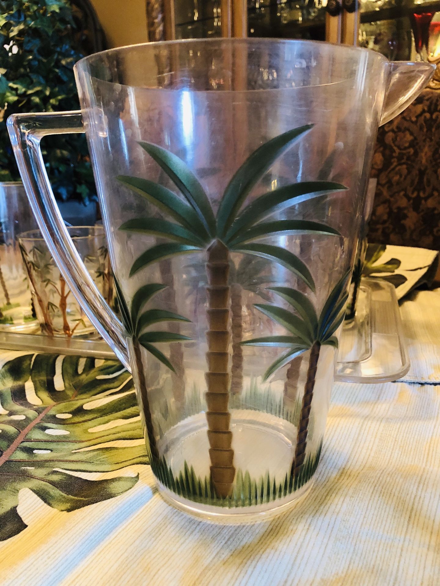 Palm Tree Acrylic Pitcher and Glasses