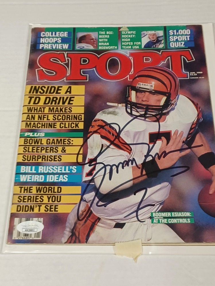 Cincinnati Bengals Boomer Esiason Sign Autographs Sport Magazine January 1988 JSA COA