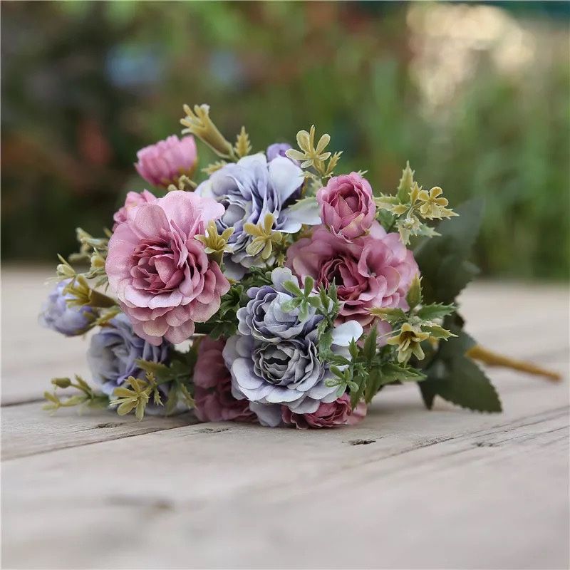 7 forks / bouquet peony fake flower silk flower peony bouquet wedding home decoration fake peony rose