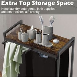 Laundry cart with 2 pull-out drawers, white top, new