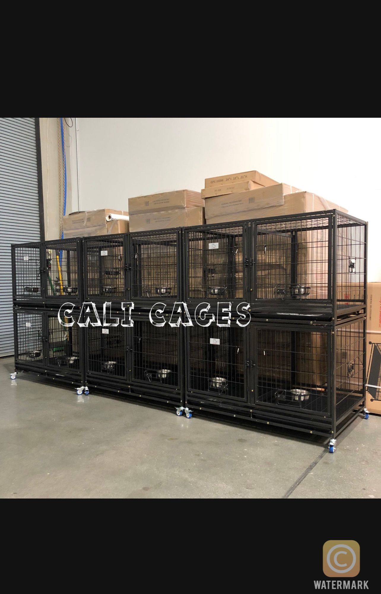 Dog Pet Cage Kennel Size 43” With Divider And Feeding Bowls Set Of 6. Back Friday Weekend Special