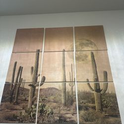 Multi panel cactus art 