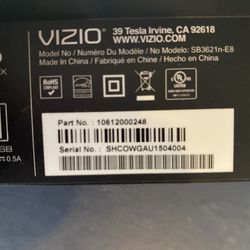 Vizio Sound Bar With Remote Control