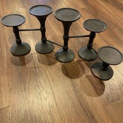 Pottery Barn Artemis Black Pillar Hinged Candle Holder Centerpiece *RETIRED*