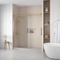 Brand New_In Box_Costco OVE Gold Renfrew Frameless Soft-close Sliding Shower Door_ 60X 78_40% Off