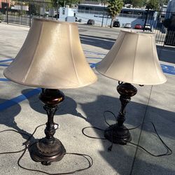Paid of Barnes and Ivy Astor 34" High 4-Light Tortoise Shell Glass Table Lamp