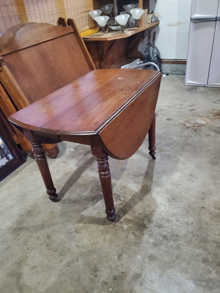 Antique Solid Wood Drop Leaf Dining Table