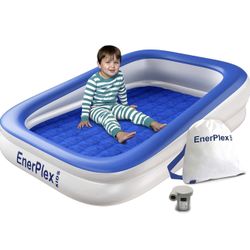 EnerPlex Kids Inflatable Travel Bed with High Speed Pump, Portable Blow up Toddler Air Mattress