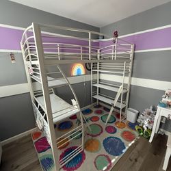 Kids Elevated Twin Bed With Workspace Free