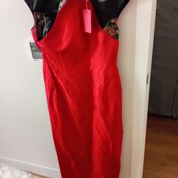 Silk Red Asian Dress