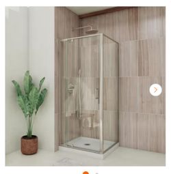 🆕  Flex 32 in. x 32 in. x 74.75 in. Corner Framed Pivot Shower Enclosure in Brushed Nickel with White Acrylic Base