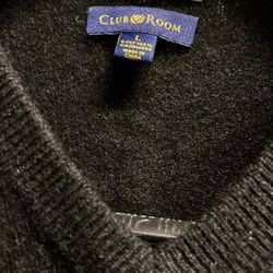 Club Room CASHMERE Sweater V Neck - L - BLACK - Never Used!
